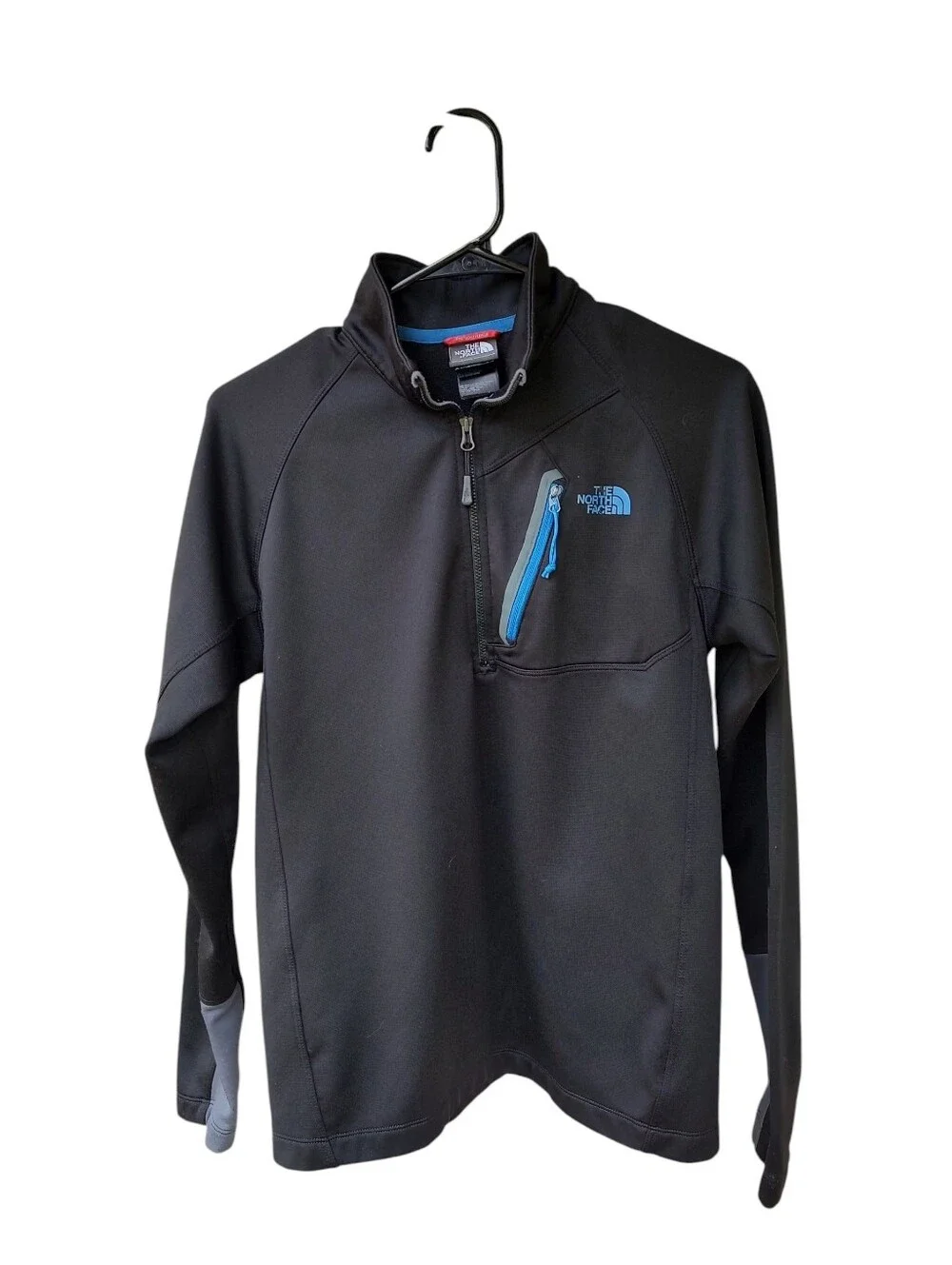The North Face Black Quarter-Zip Performance Pullover with Blue Trim